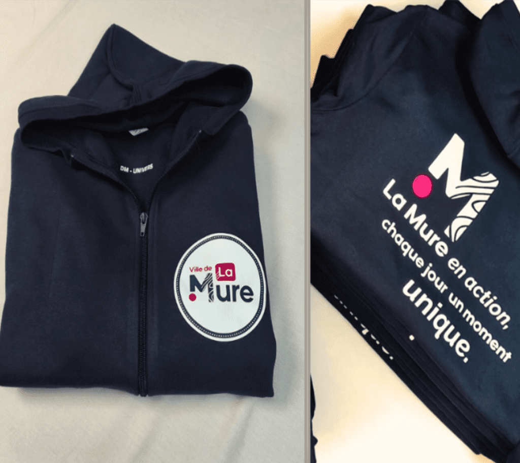 Personnalisation de sweat a capuche pour la Mairie de la Mure