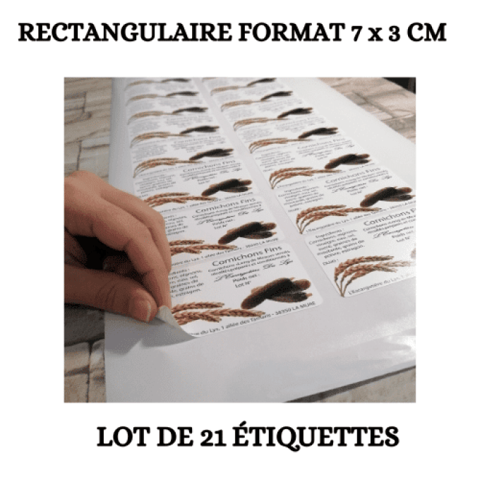 LOT 21 ÉTIQUETTES RECTANGULAIRES 7 X 3 CM